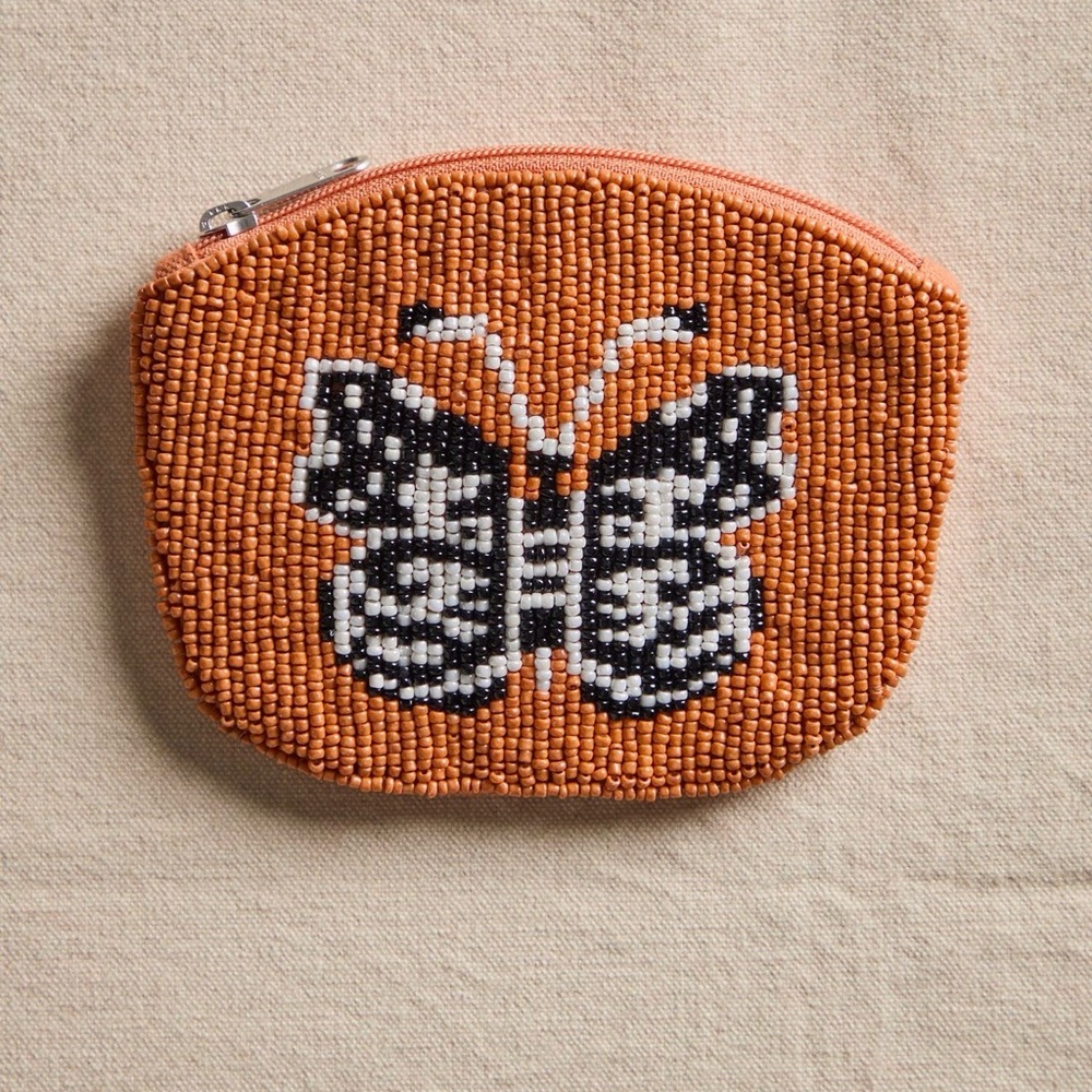 NEW NWT Free People Mariposa beaded Coon wallet desert Topaz